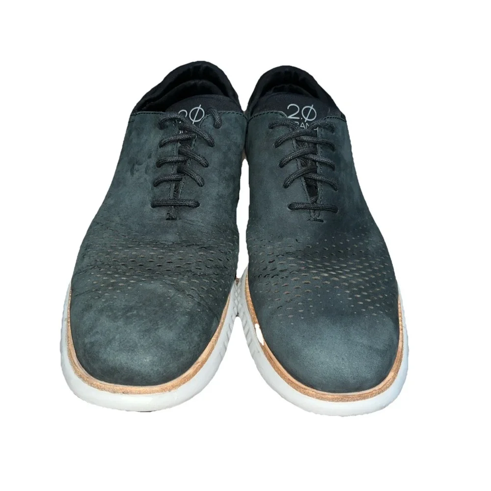 Cole Haan Shoes Men's 9.5 M Blue Leather‎ Laser Wingtip Oxfords C23807